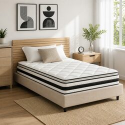 Single Mattress 21cm Pillow Top Medium Firm Bonnell Spring Breathable Bed