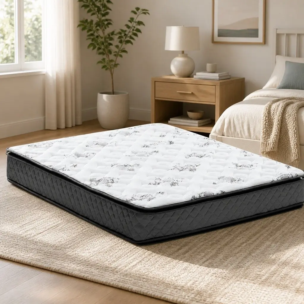 Queen Mattress 24cm Pillow Top Medium Firm Bonnell Spring Comfort Sleep Bed