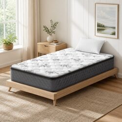 Single Mattress 24cm Pillow Top Medium Firm Bonnell Spring Coil System Grey
