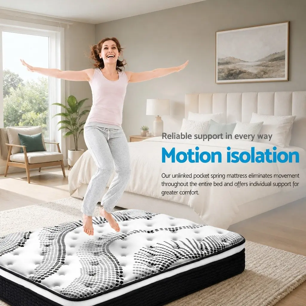 Queen Mattress 32cm Euro Top Pocket Spring Medium Firmness