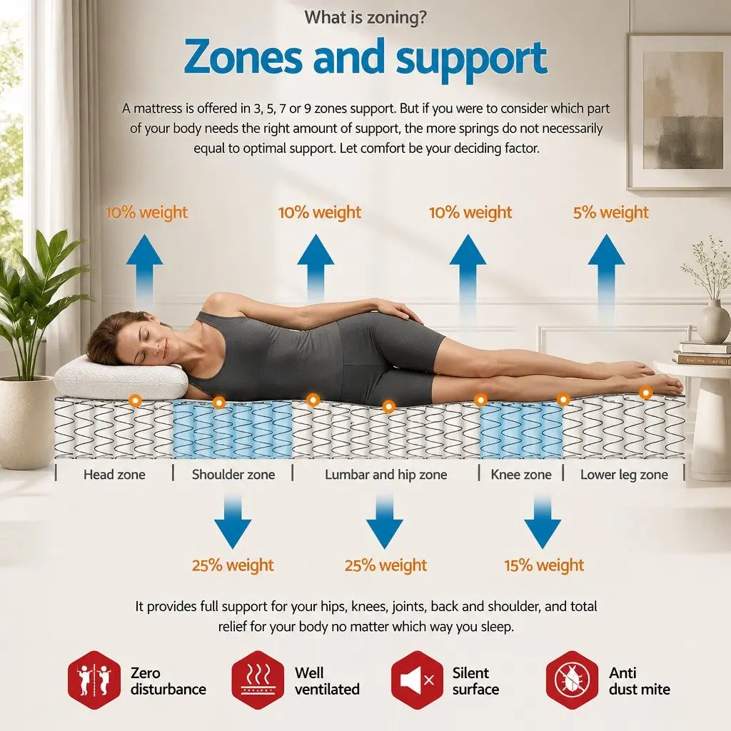 Queen Mattress 34cm Euro Top Plush Medium Firm Support Independent Pocket Spring Coil System