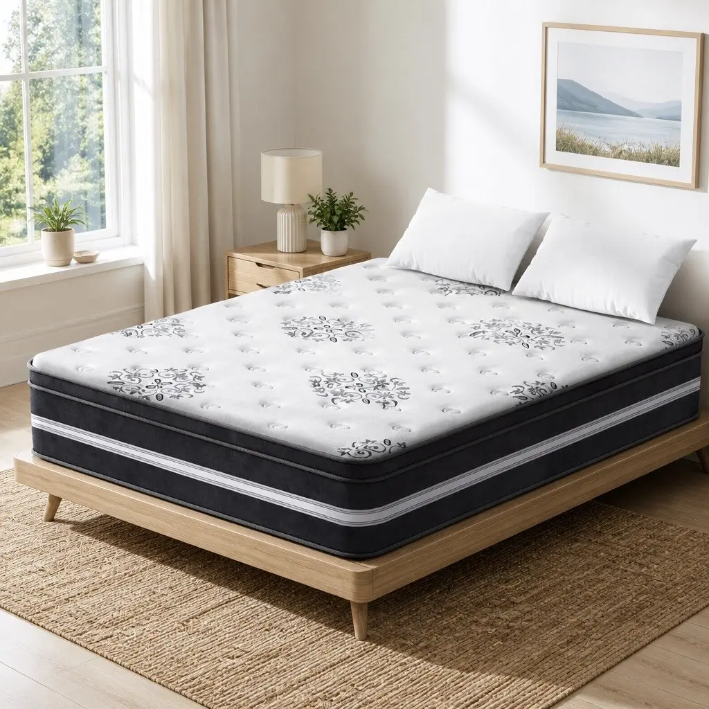 Queen Mattress 34cm Euro Top Cool Gel Memory Foam Medium Firm Support Pocket Spring