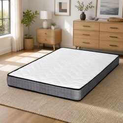 Queen Mattress 13cm Medium Firm Bonnell Spring Tight Top Quilted Bed