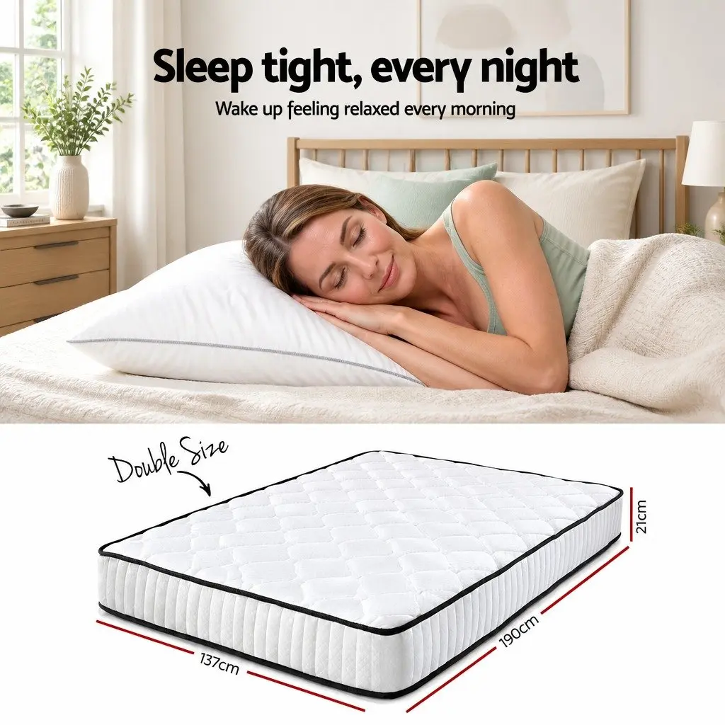 Double Mattress 21cm Medium Firmness Tight Top Pocket Spring Queen Size