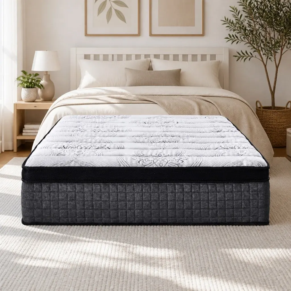 Single Mattress 34cm Euro Top 9 Zone Pocket Spring Latex Foam Medium Firm Hypoallergenic