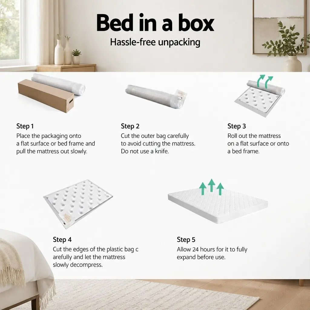 King Single Mattress 13cm Medium Firm Bonnell Spring Tight Top White