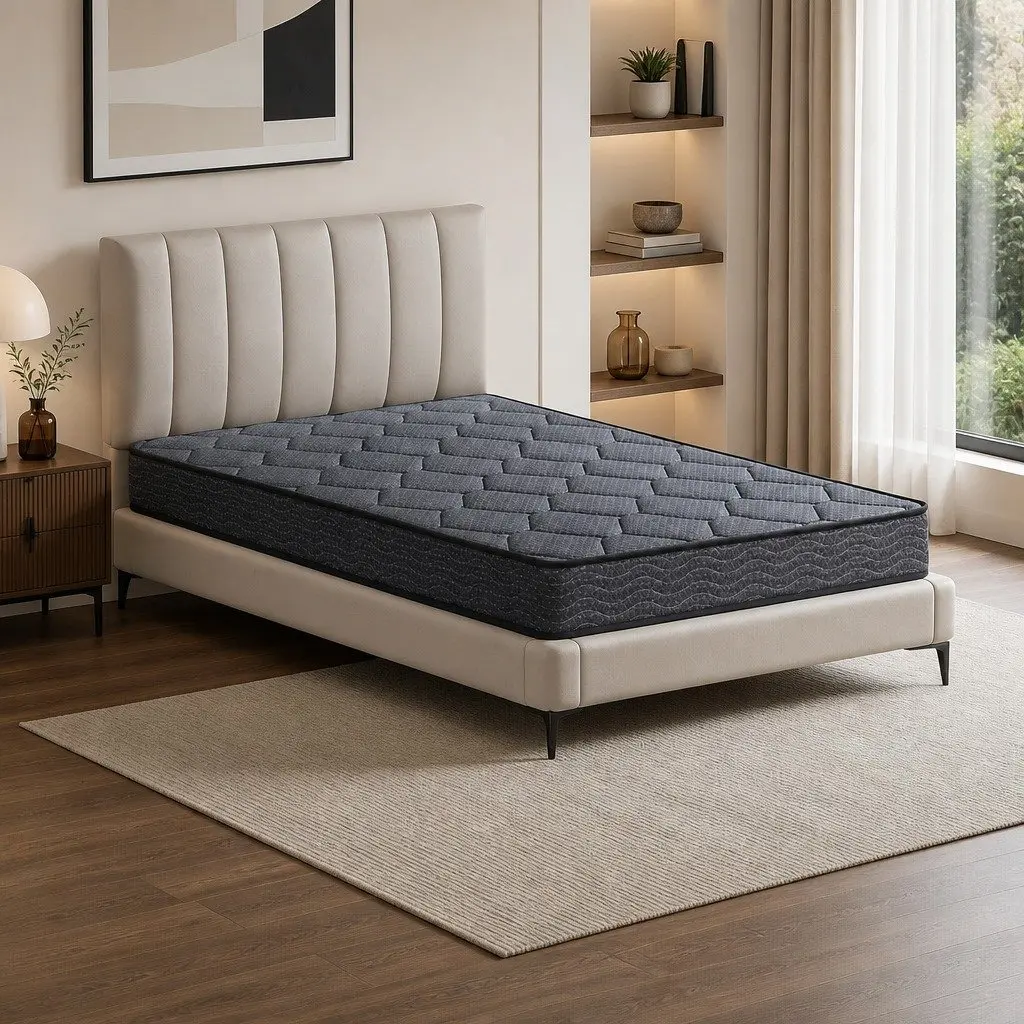 King Single Mattress 16cm Medium Firm Tight Top Bonnell Spring Grey