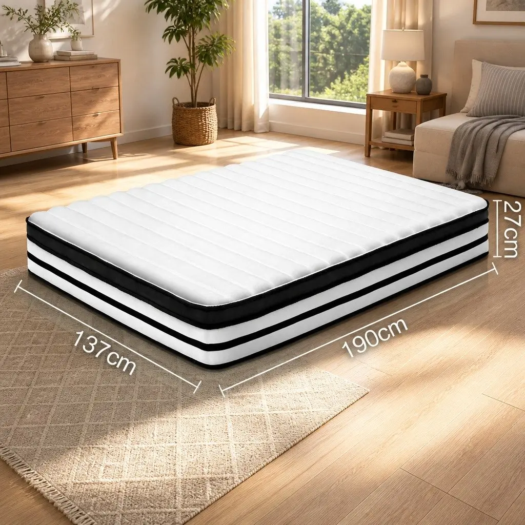 Double Mattress 27cm Euro Top Plush Pocket Spring Medium Firmness
