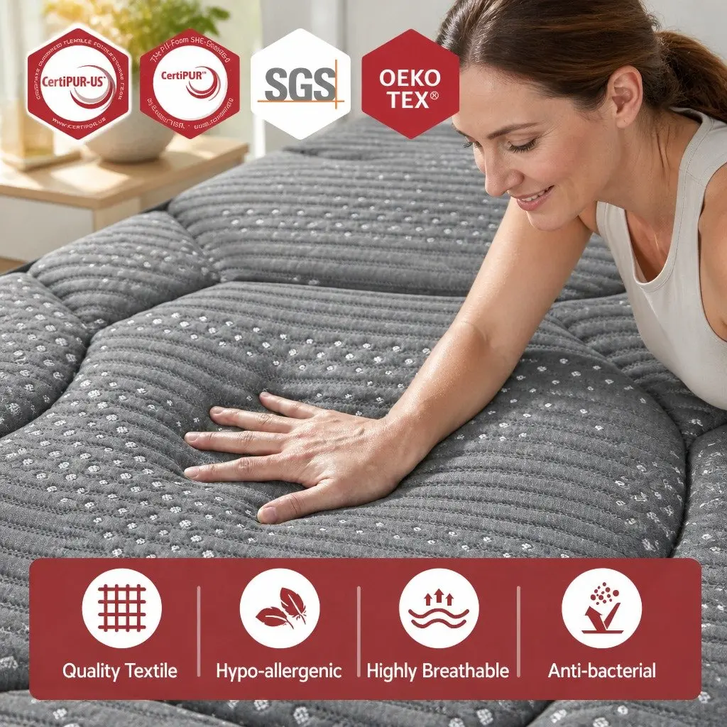 Double Mattress 35cm Hybrid Pocket Spring Euro Top Medium Firm Grey