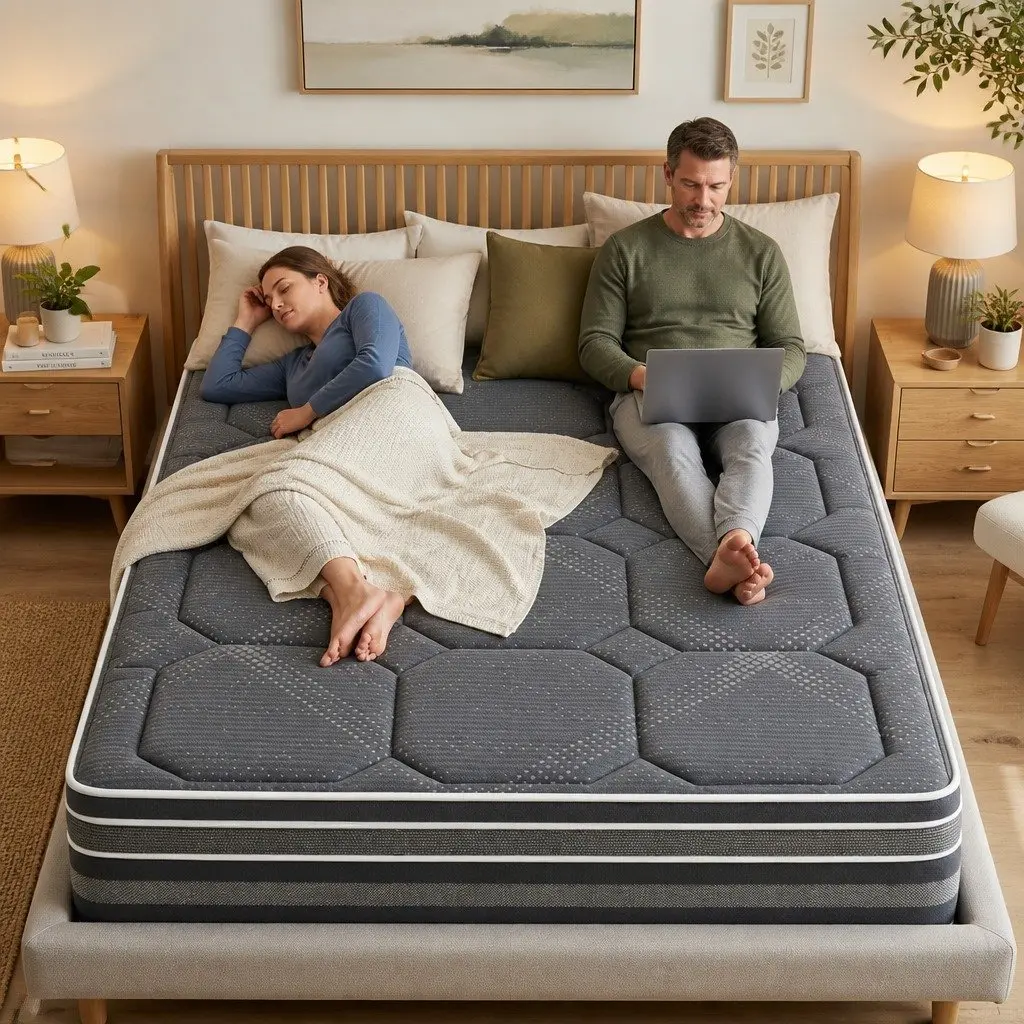 Double Mattress 35cm Hybrid Pocket Spring Euro Top Medium Firm Grey