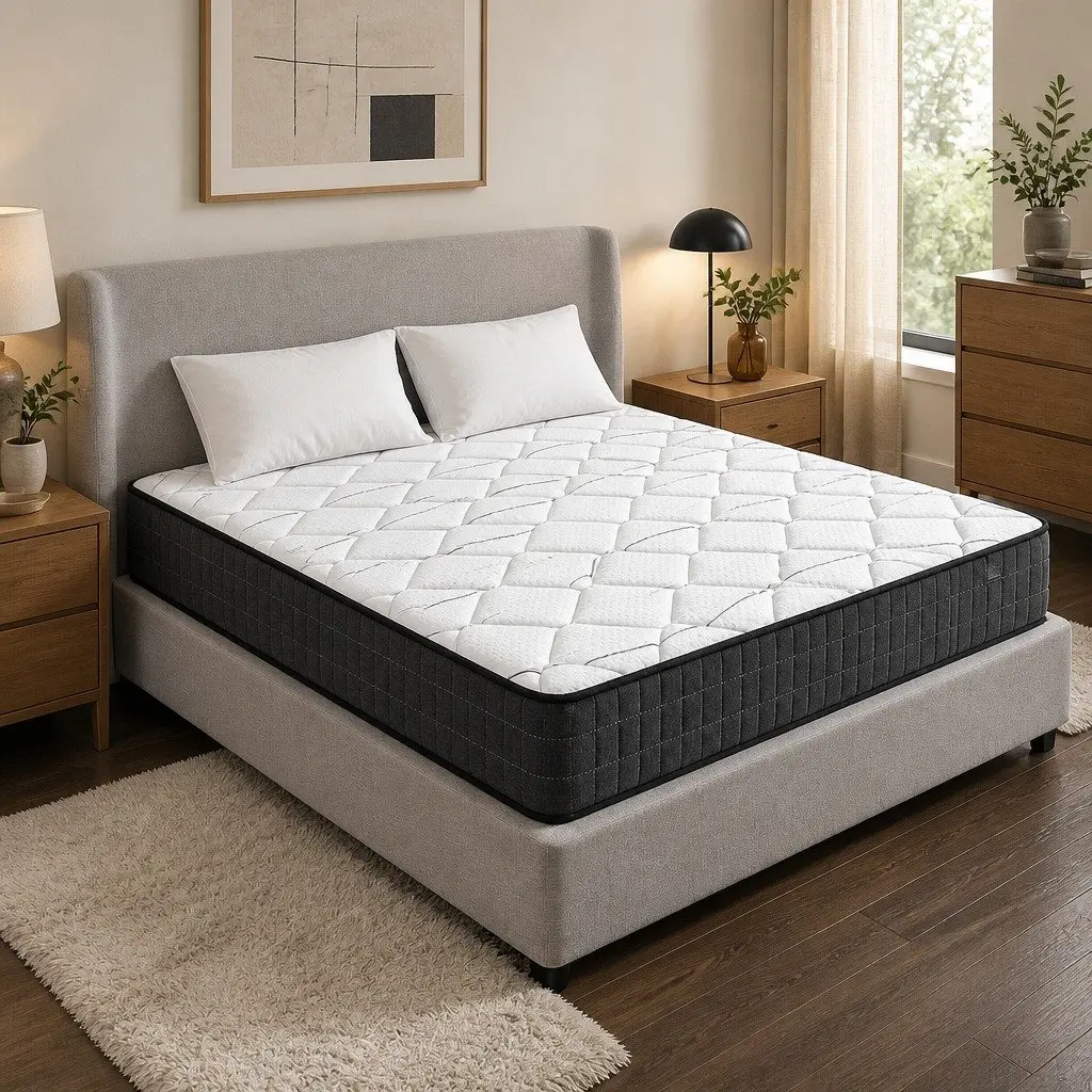 King Size Mattress 16cm Medium Firm Bonnell Spring Quilted Top