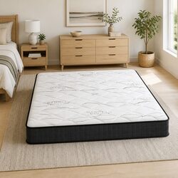 King Size Mattress 16cm Medium Firm Bonnell Spring Quilted Top Bed Sleeping