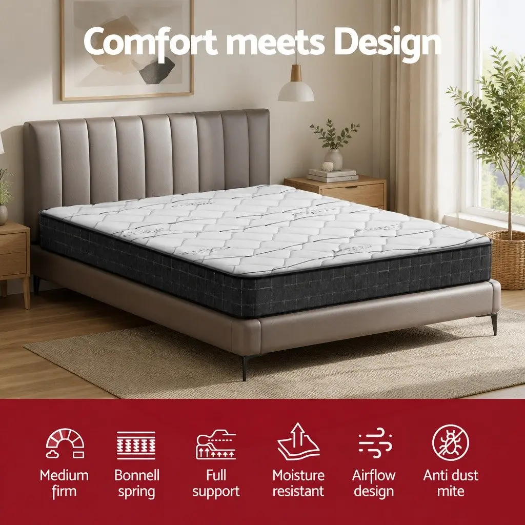 King Size Mattress 16cm Medium Firm Bonnell Spring Quilted Top