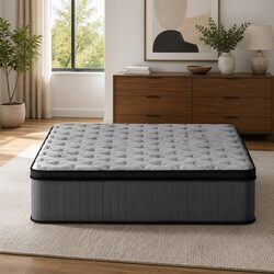 Double Mattress 34cm Euro Top Medium-Firm Pocket Spring Gel Memory Foam Grey