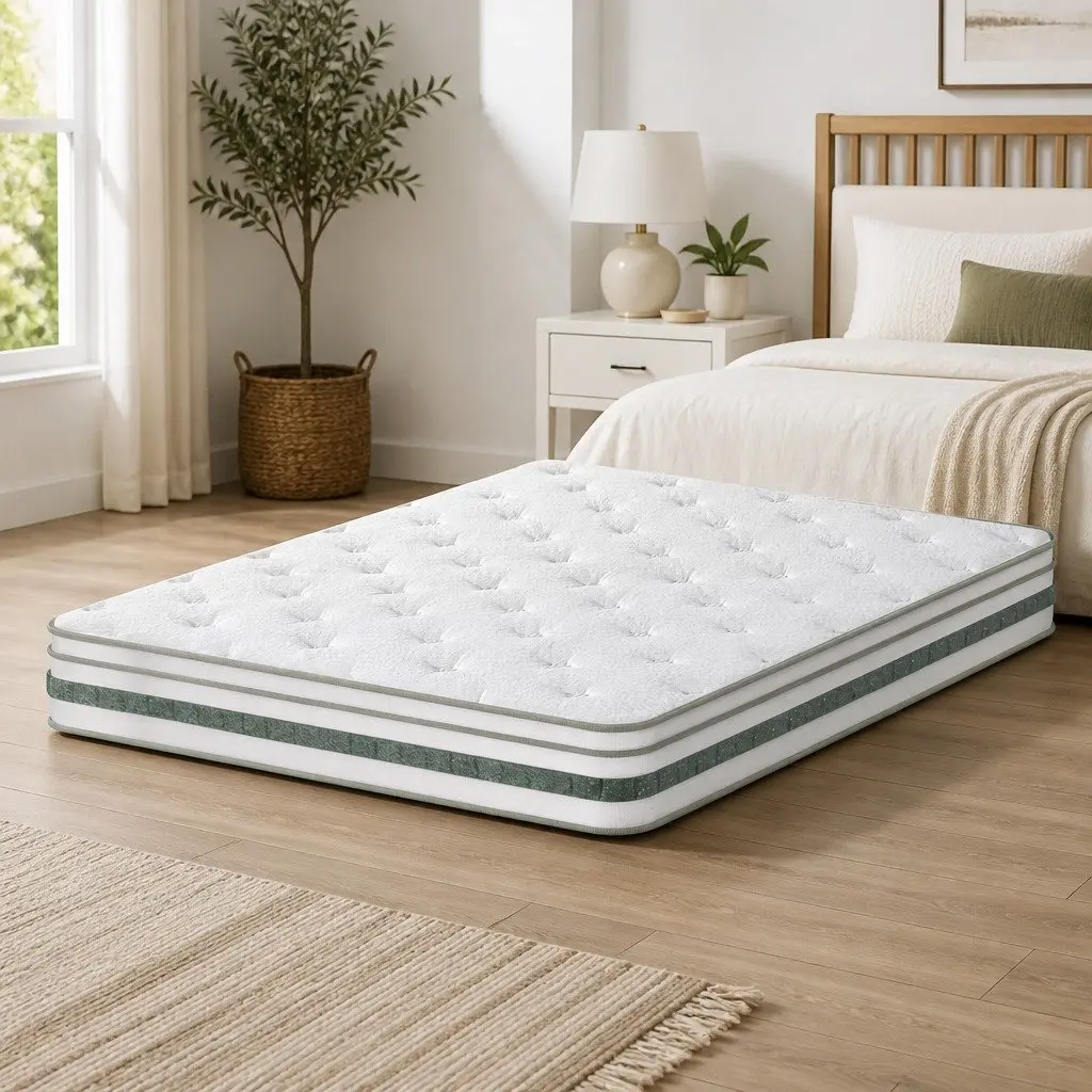 King Size Mattress 20cm Medium Firm Euro Top Green Tea Foam Pocket Spring