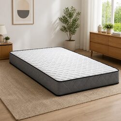 King Single Mattress 16cm Bonnell Spring Tight Top Medium Firm Quilted White