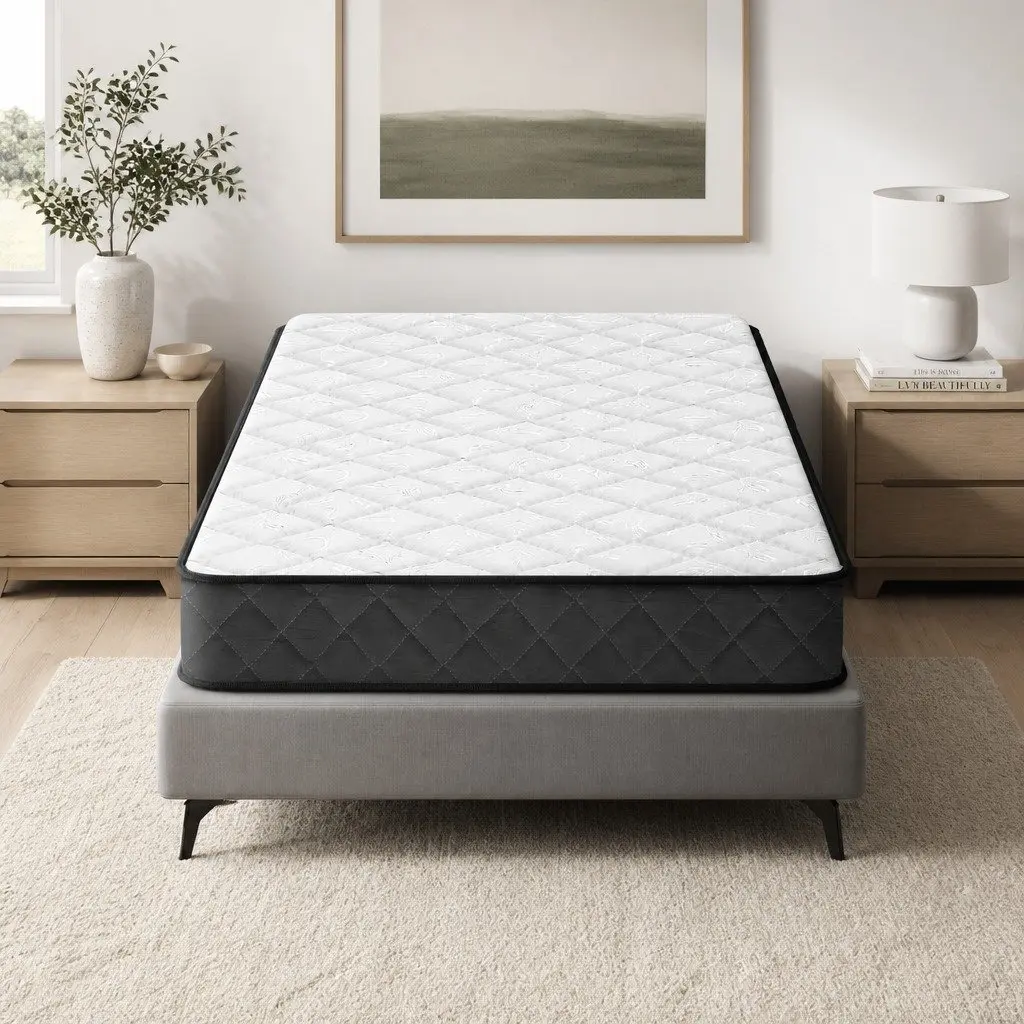 King Single Mattress 16cm Bonnell Spring Medium Firm Quilted White
