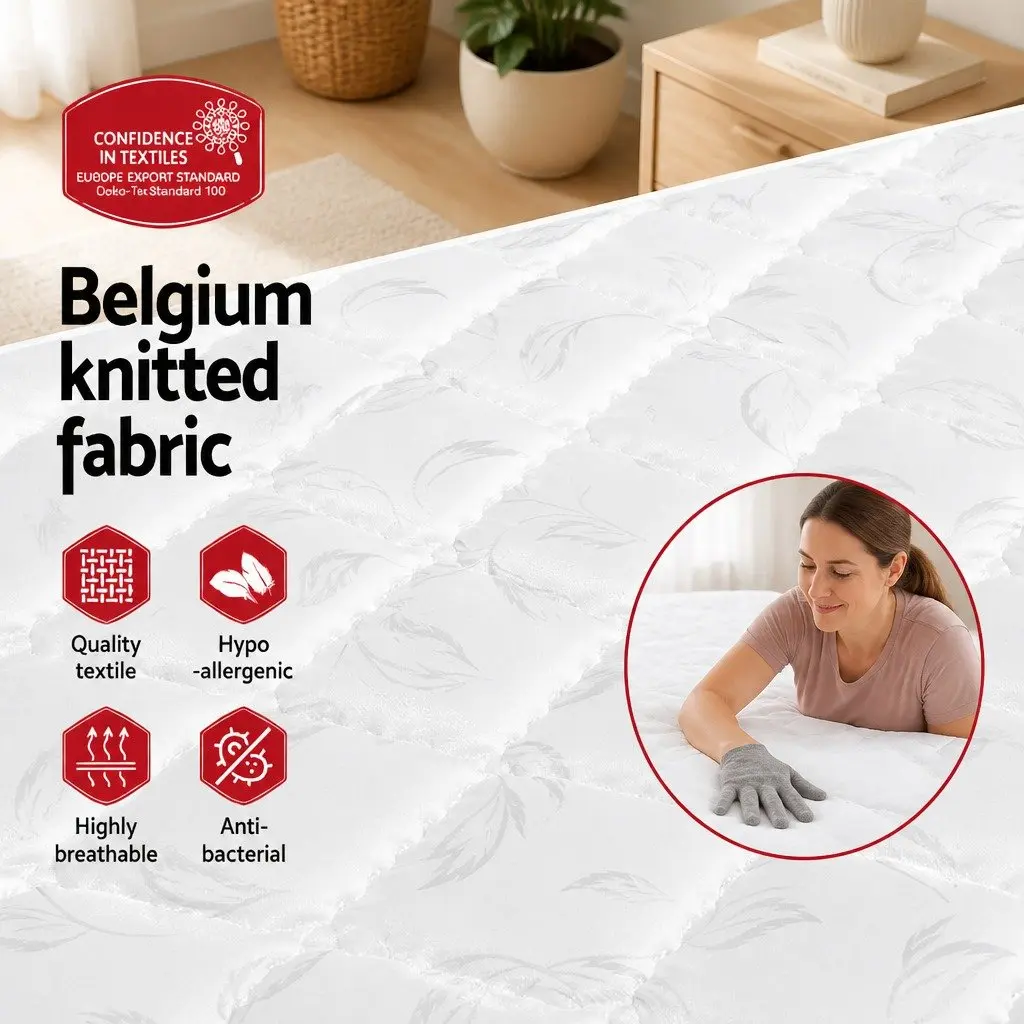 King Single Mattress 16cm Bonnell Spring Medium Firm Quilted White