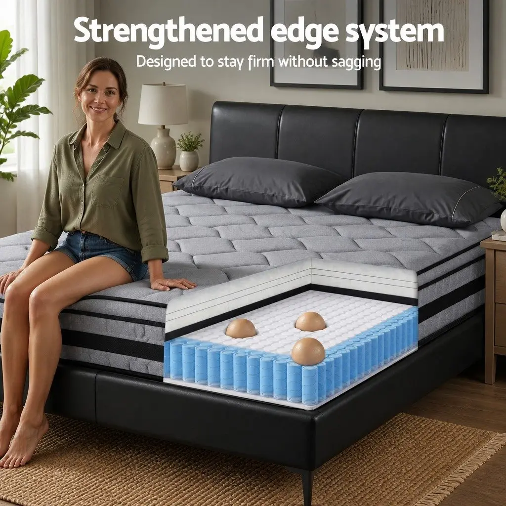 King Size Hybrid Mattress 34cm Euro Top Medium Firm Support Pocket Spring