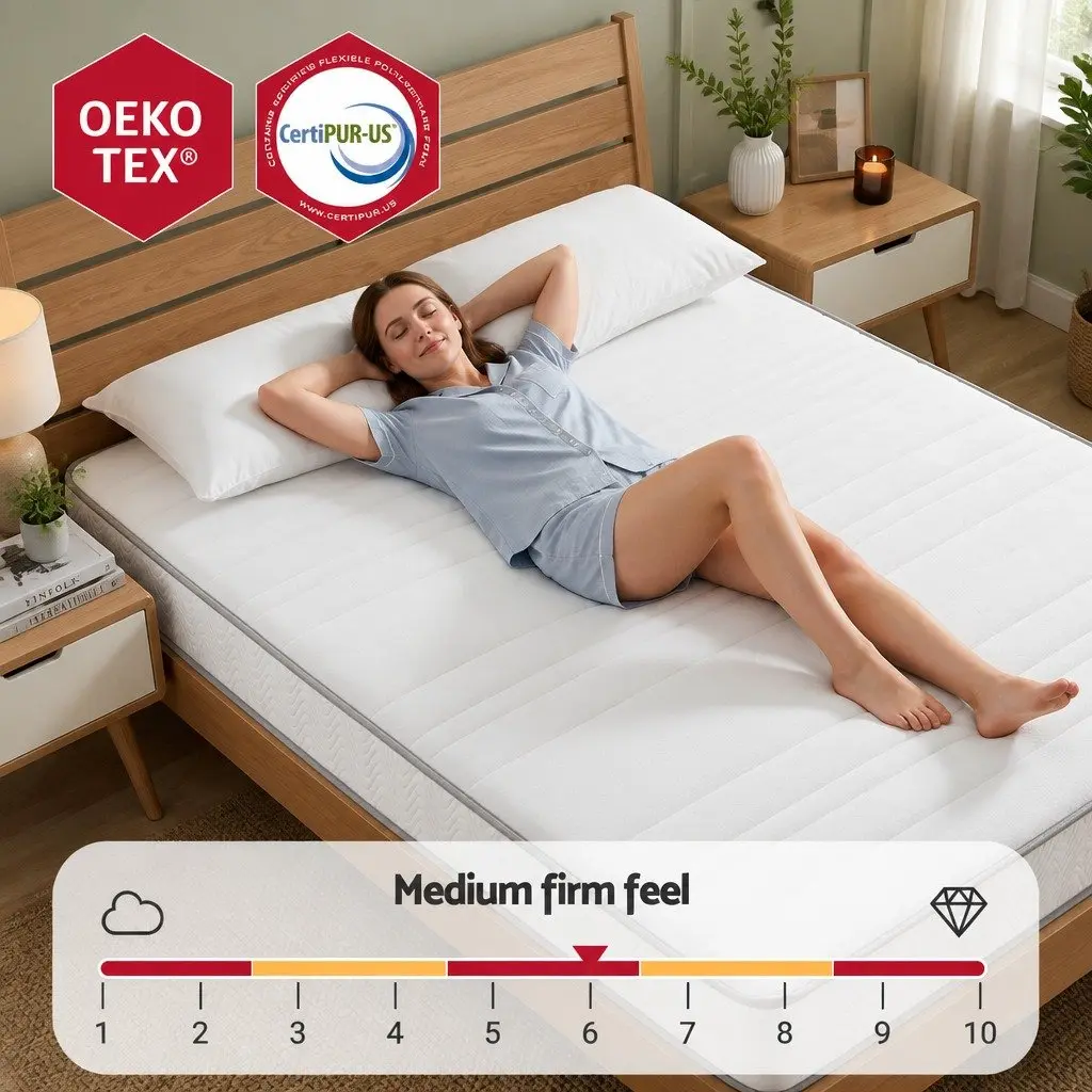 Queen Mattress 20cm Medium-Firm Egg-Crate Foam Pocket Spring Reinforced Edge Support