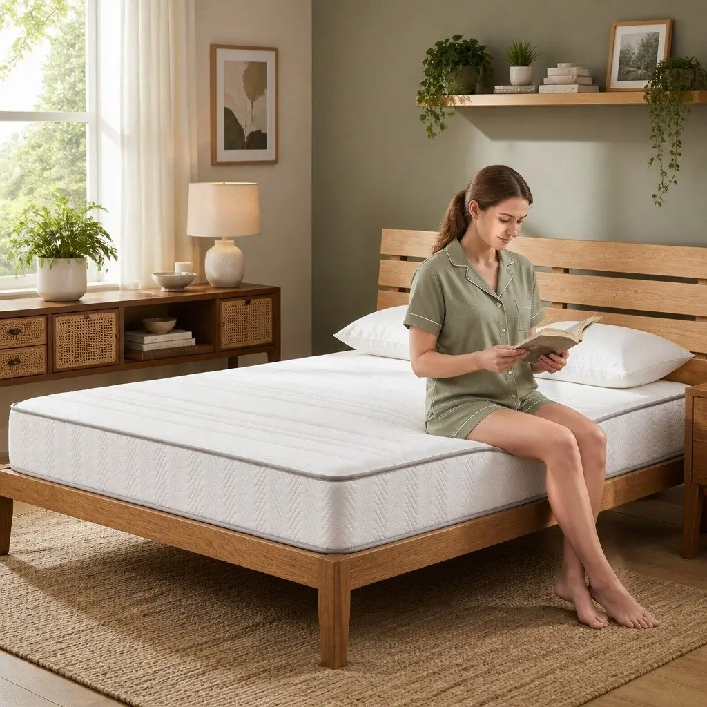 Queen Mattress 20cm Medium-Firm Egg-Crate Foam Pocket Spring Reinforced Edge Support