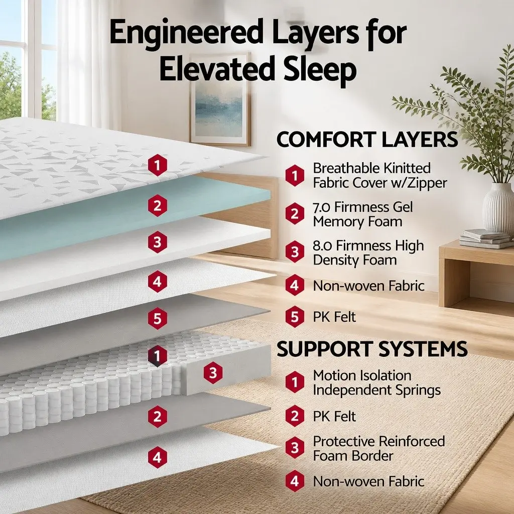 Single Mattress 23cm Pocket Spring Reversible Foam Medium Firm Support