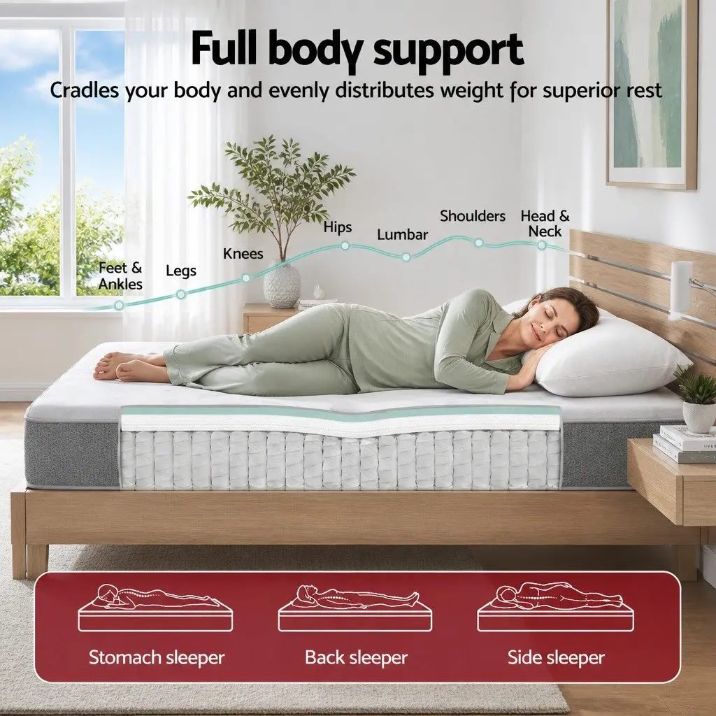 Single Mattress 23cm Pocket Spring Reversible Foam Medium Firm Support