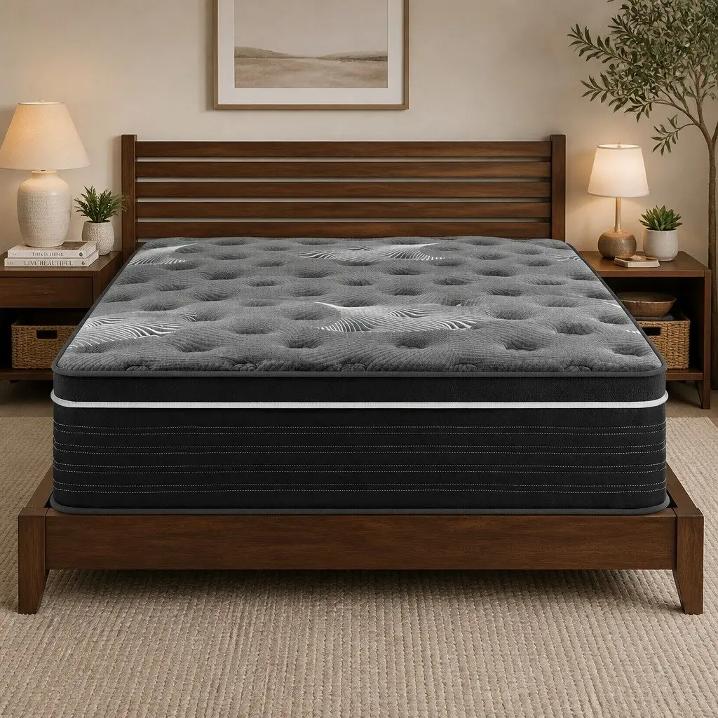 Queen Mattress 35cm Euro Top Medium Firm Pocket Spring Cooling Memory Foam