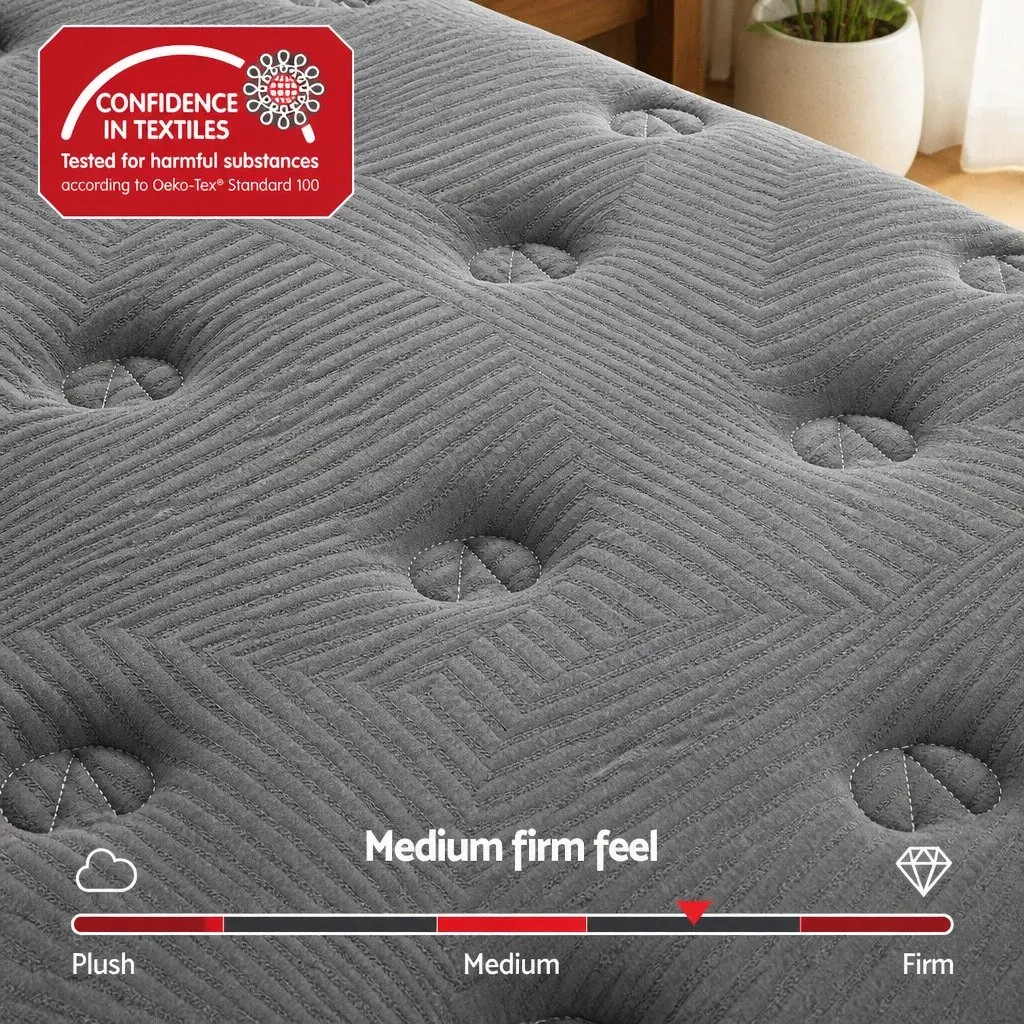 Queen Mattress 35cm Euro Top Medium Firm Pocket Spring Cooling Memory Foam