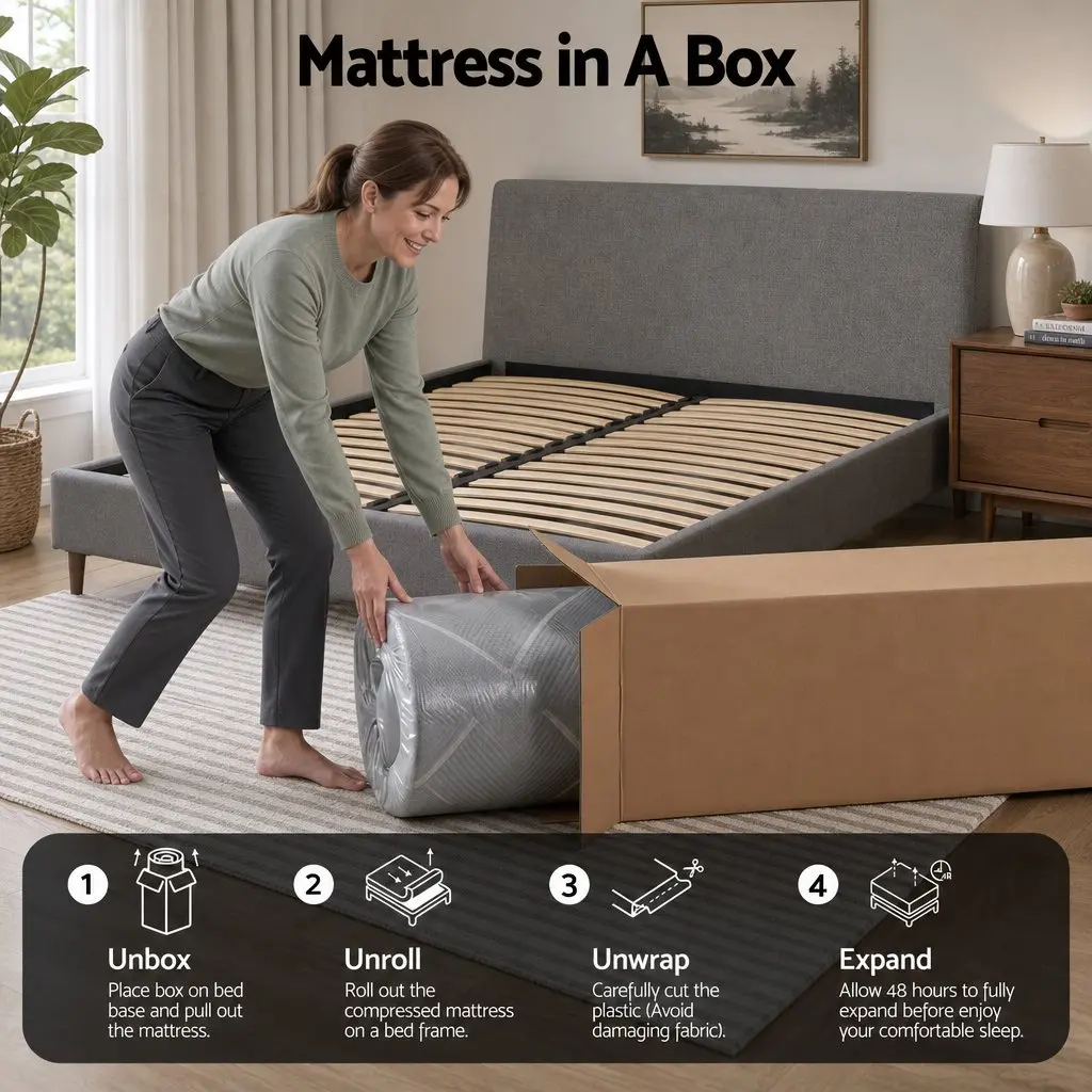 Double Mattress 26cm Firm Pocket Spring Dual Edge Support Grey Breathable