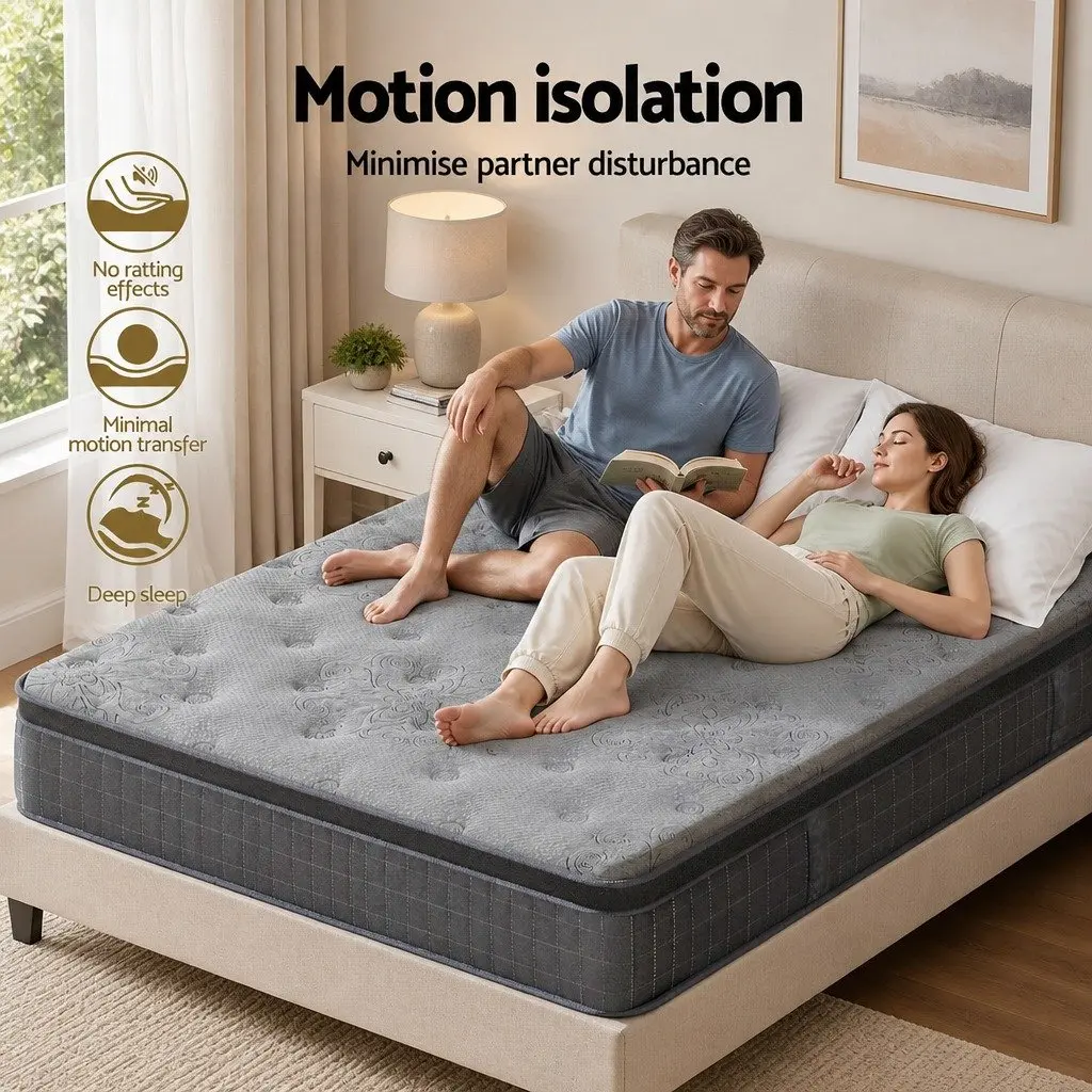 Queen Mattress 26cm Latex Foam Euro Top Medium Firm Pocket Spring Support