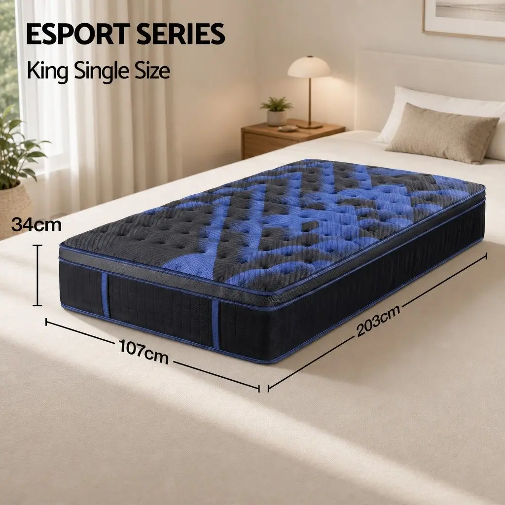 King Single Mattress 34cm Cooling Gel Memory Foam Pocket Spring Support