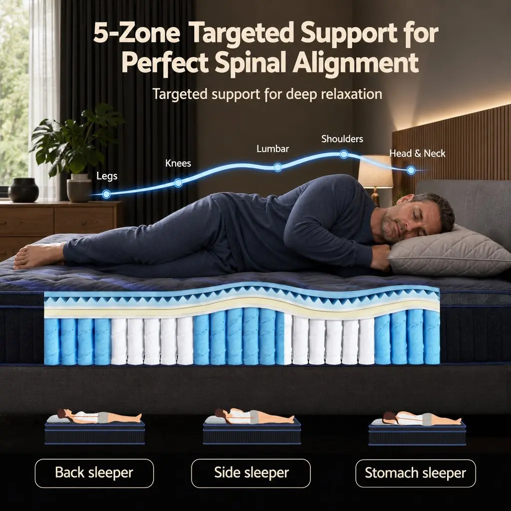 King Single Mattress 34cm Cooling Gel Memory Foam Pocket Spring Support