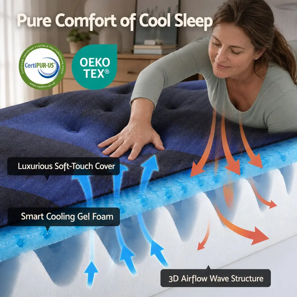 King Single Mattress 34cm Cooling Gel Memory Foam Pocket Spring Support