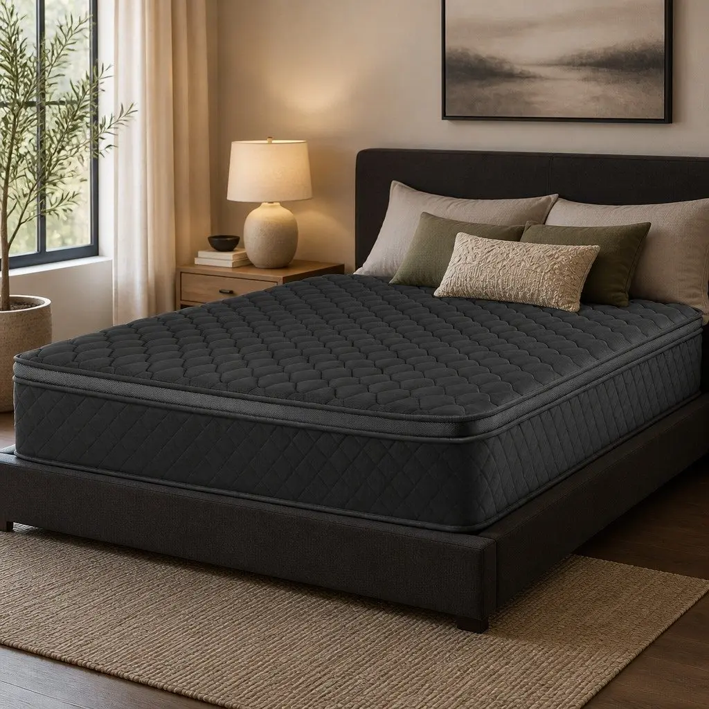 Double Mattress 34cm Euro Top 5-Zone Pocket Spring Support Black Bed