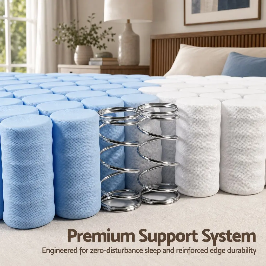 Queen Mattress 20cm Firm Pocket Spring Breathable Comfort Layers White