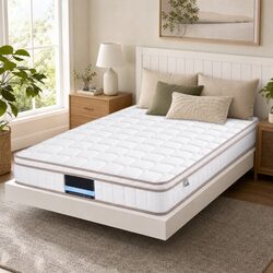 Single Mattress 20cm Firm Pocket Spring Euro Top White Bedroom Guest Room