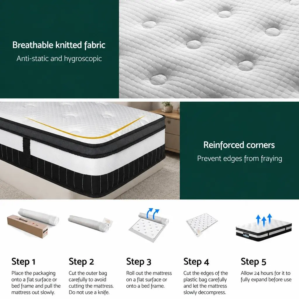 Single Mattress 30cm Medium-Firm Euro Top Pocket Spring Pressure Relief