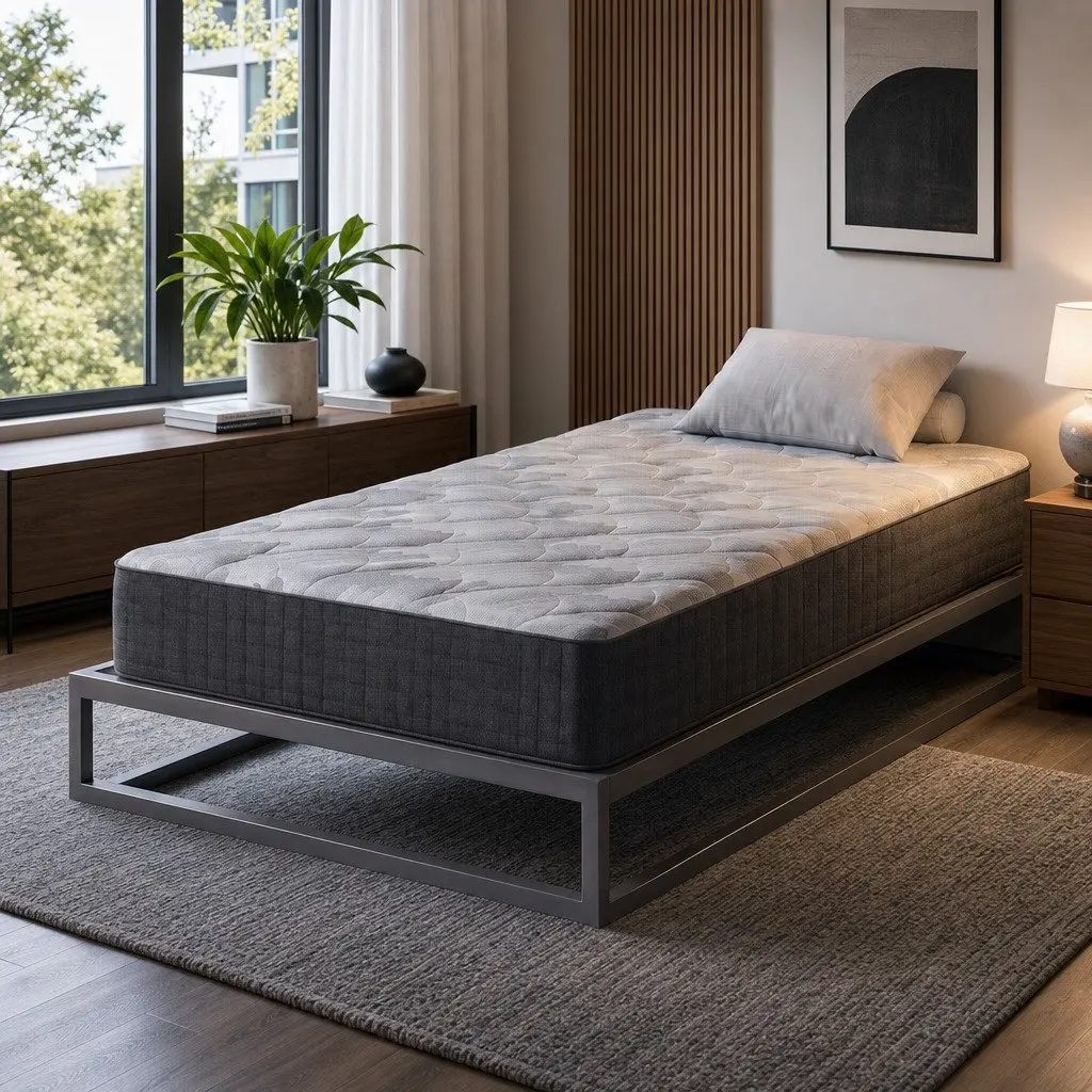 Single Mattress Grey 30cm Firm Breathable Fabric 5-Zone Pocket Spring Support