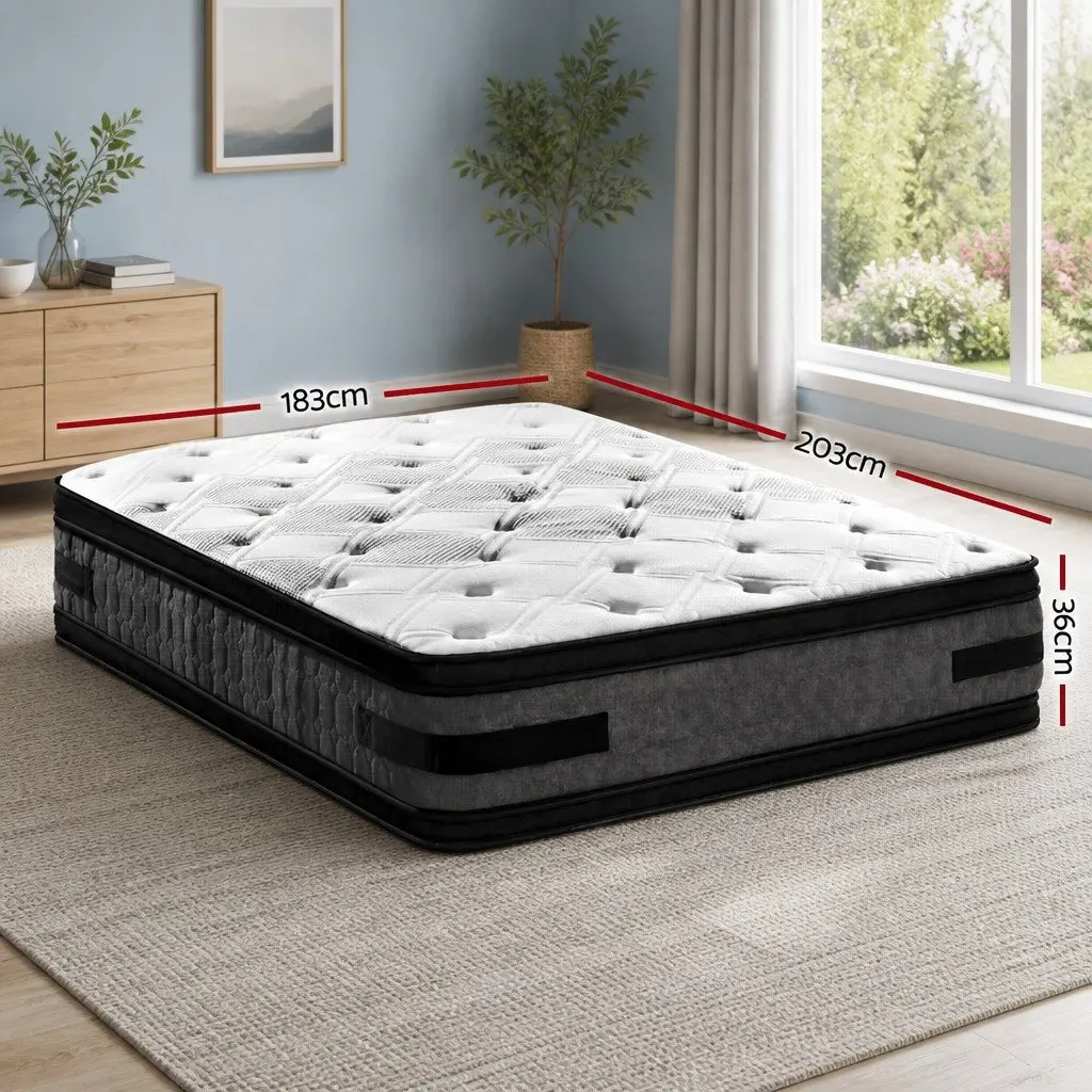 King Size Mattress 36cm Thick Double-Sided Flippable Cool Gel Memory Foam with 7-Zoned Pocket Spring System