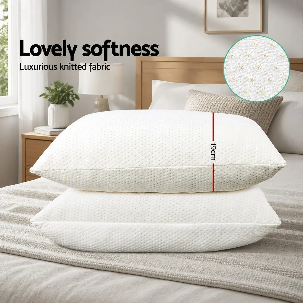 Memory Foam Pillow 19cm Thick White Contour Neck Support Twin Pack