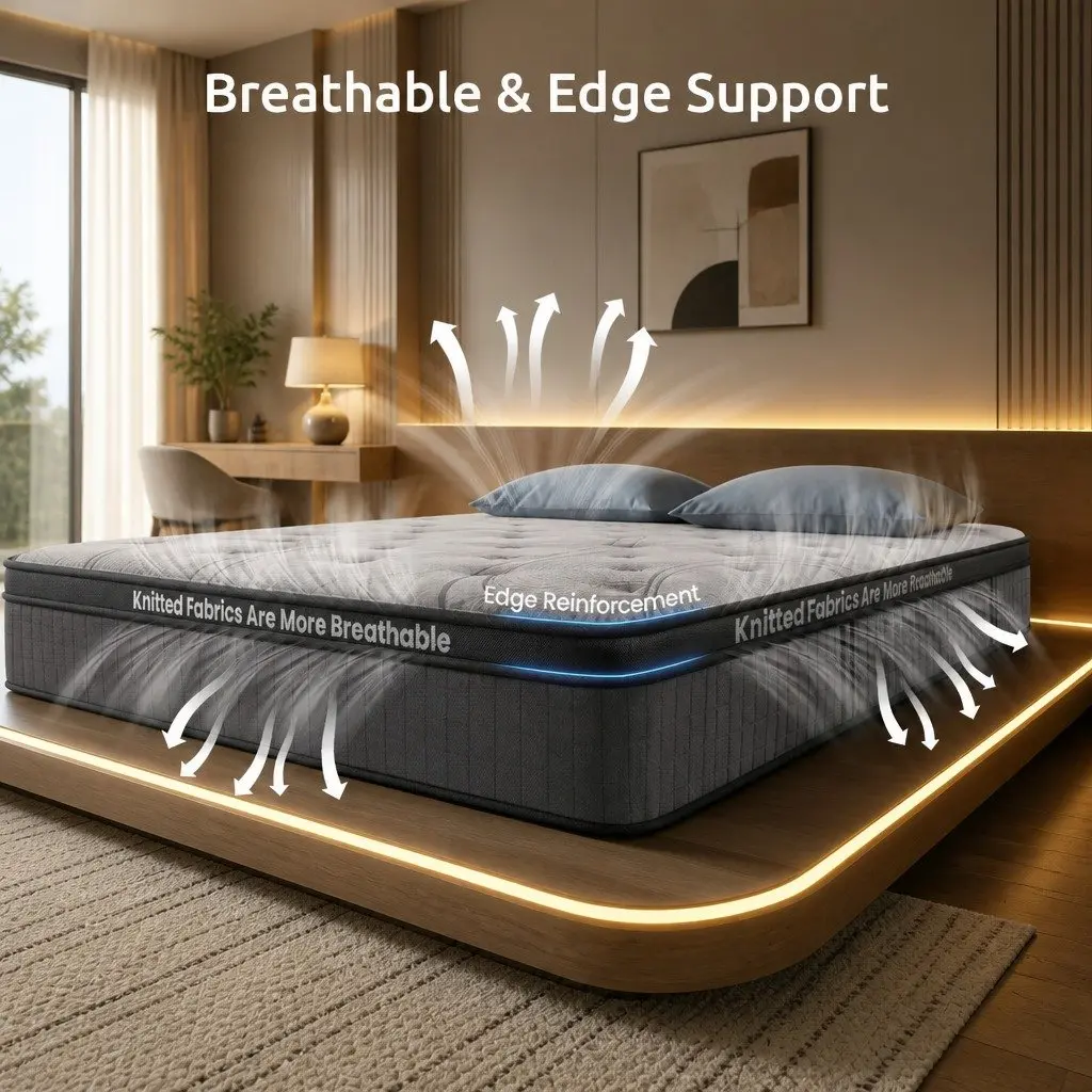 Queen Mattress 33cm 7-Zone Pocket Spring Extra Firm Support Dual-Row Edge