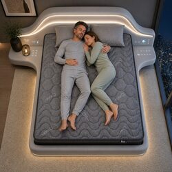 Double Mattress with Pocket Springs and Charcoal Fabric