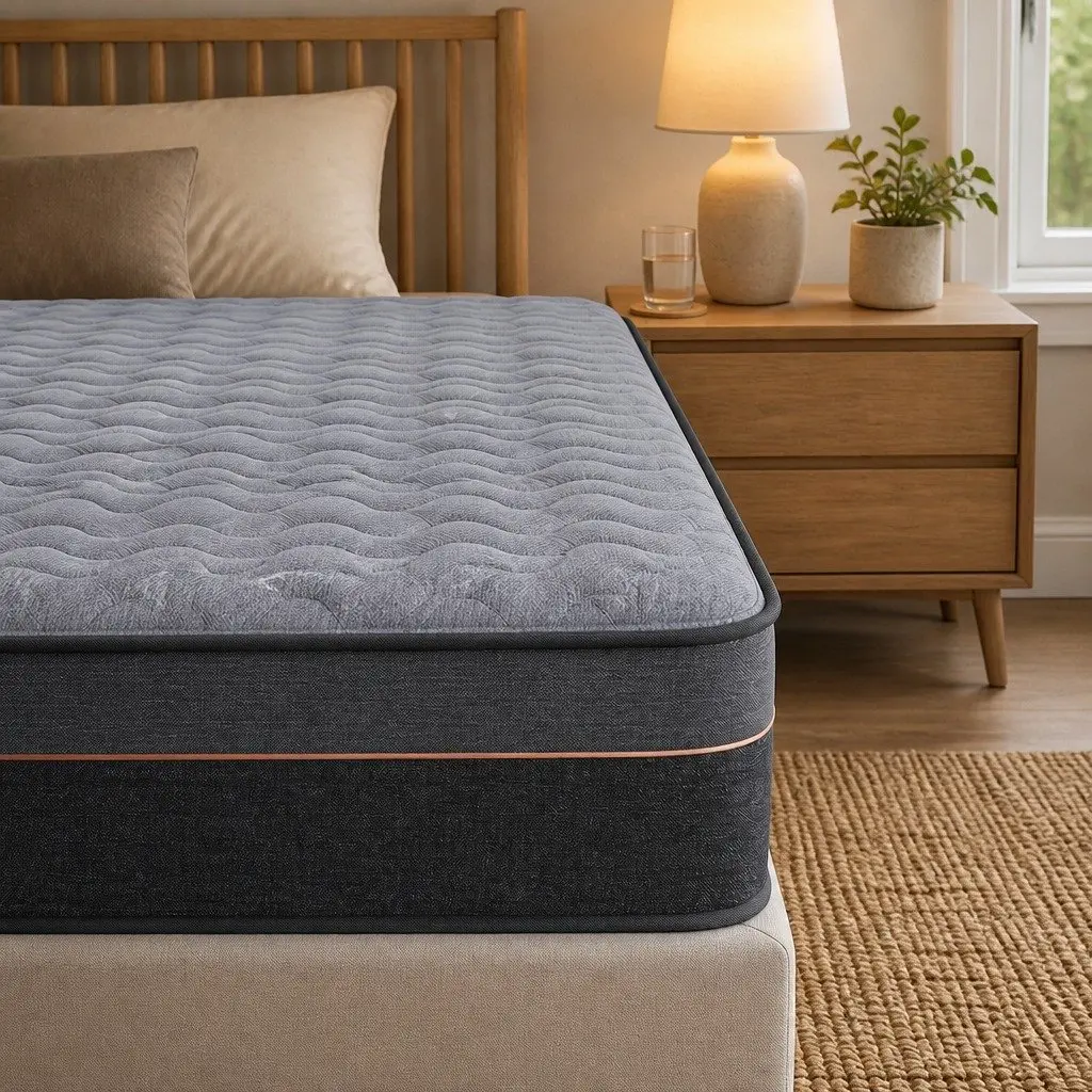 Single Mattress 25cm Bamboo Charcoal Fabric Pocket Spring Foam Firm Support