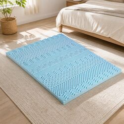 Queen Blue Memory Foam Mattress Topper for Better Sleep
