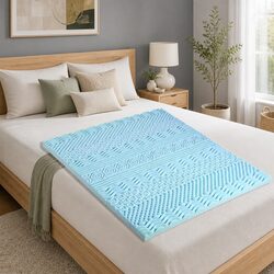 Memory Foam Mattress Topper Single 11-Zone 8cm Blue Contoured Support Sleep