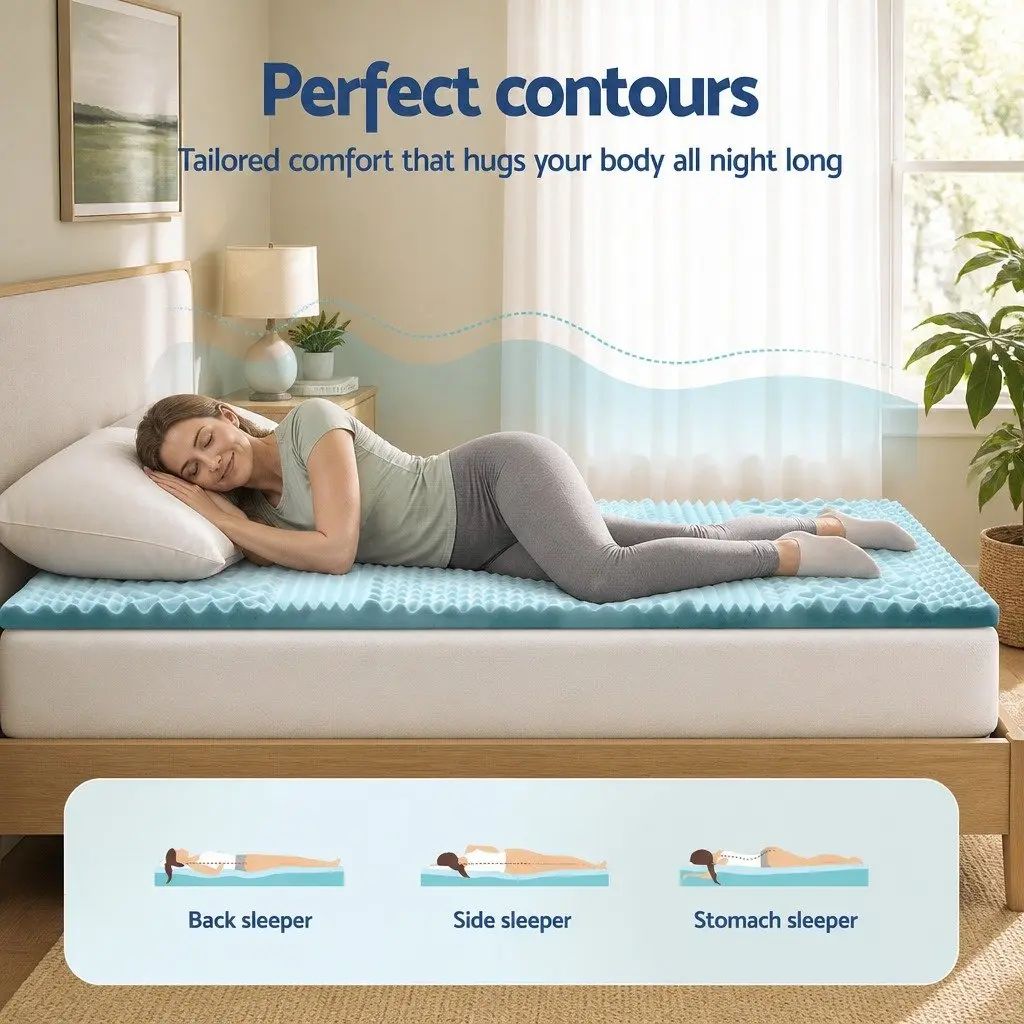 Memory Foam Mattress Topper 5cm King Single 7-Zone Breathable Supportive