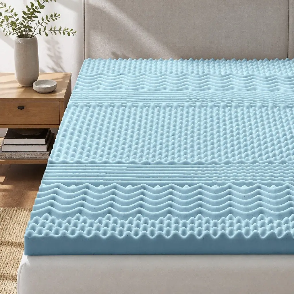 Memory Foam Mattress Topper Single 5cm 7-Zone Contoured Support Orthopedic Comfort Pad