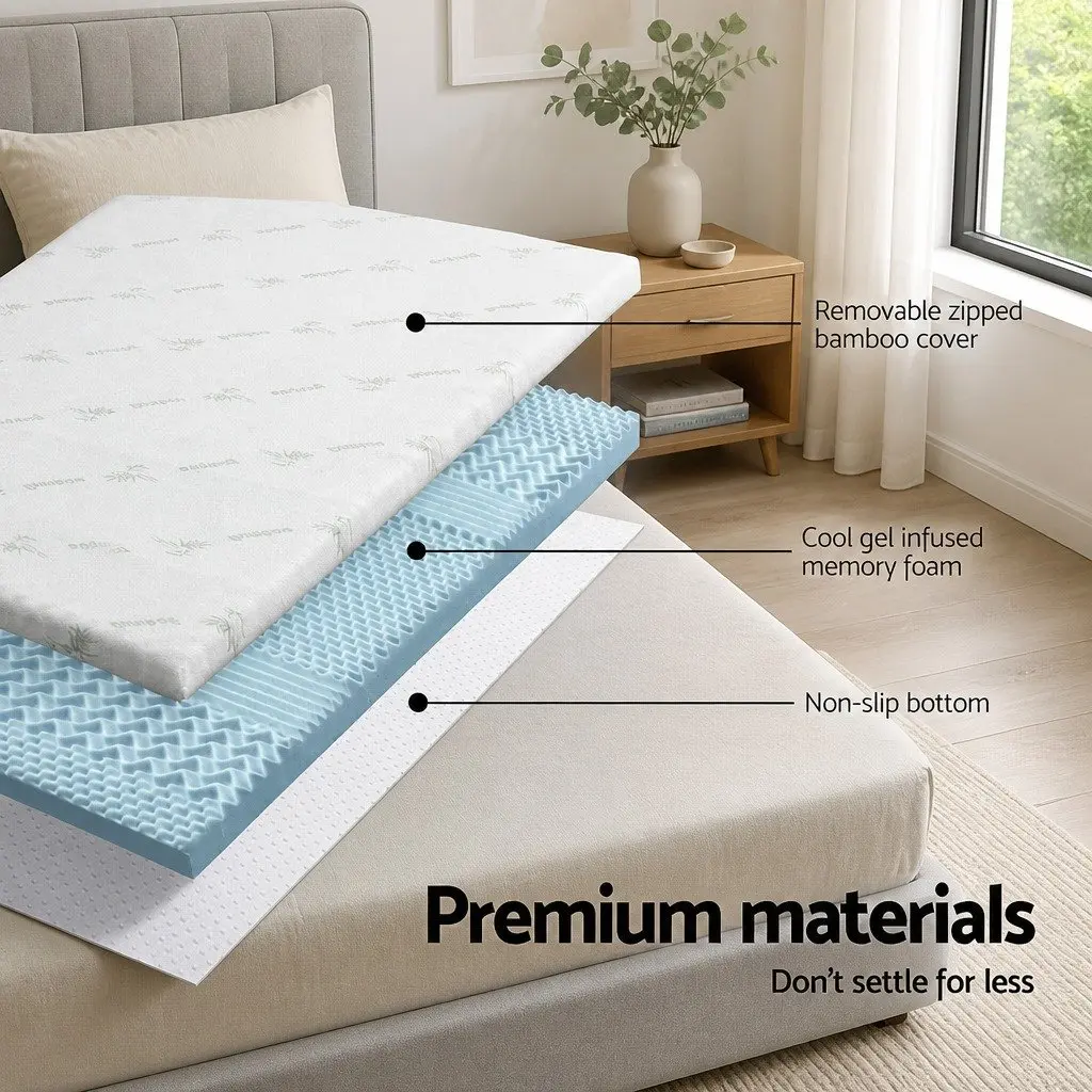 Memory Foam Mattress Topper Single 5cm 7-Zone Contoured Support Orthopedic Comfort Pad