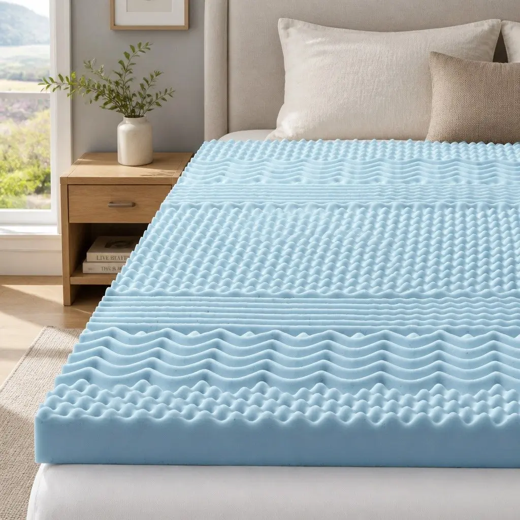 Double Memory Foam Mattress Topper 8cm 7-Zone Breathable Contoured Cushion Pad